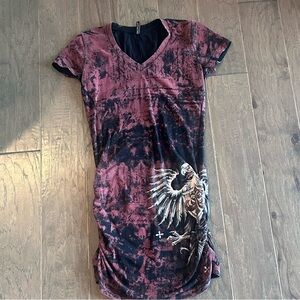 Affliction Small Dress Form Fitting Tight Ruched Bodycon